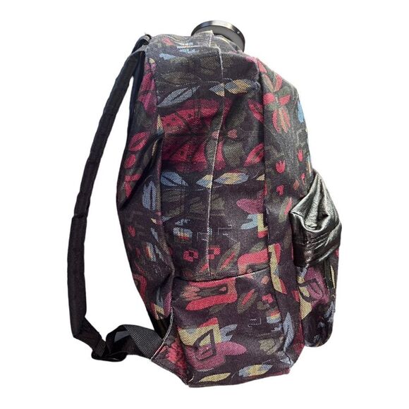 VANS BackPack BookBag Back To School Abstract Floral Leather Accent - Picture 2 of 10